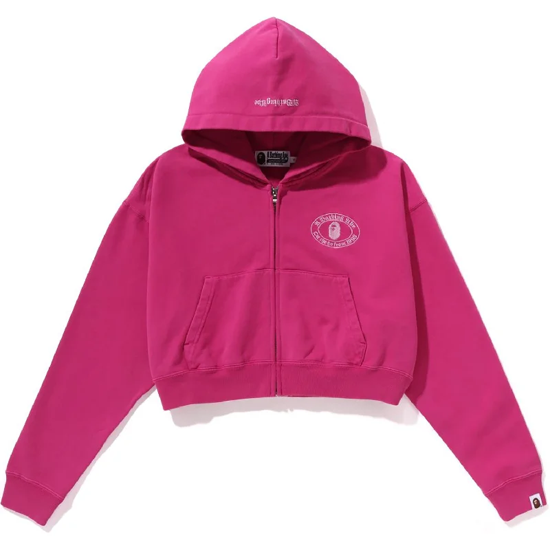 PIGMENT DYE ZIP HOODIE LADIES Hoodie with Hem Ribbing Snug Secure