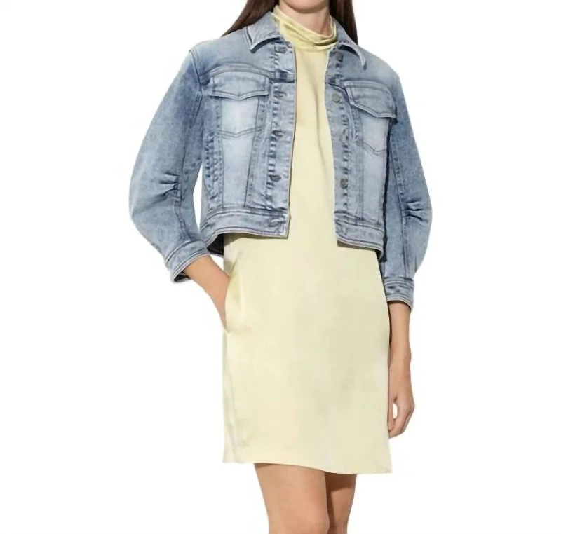 Cropped Denim Jacket In Bleach White Insulated Jacket Fitted Jacket Loose Jacket