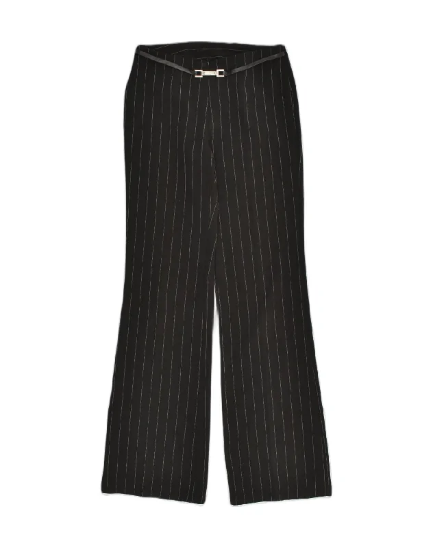 VINTAGE Womens Bootcut Suit Trousers W27 L31 Black Striped Polyester Trousers Chinos Classic VINTAGE Womens Bootcut Suit Trousers W27 L31 Black Striped Polyester Trousers Chinos Classic