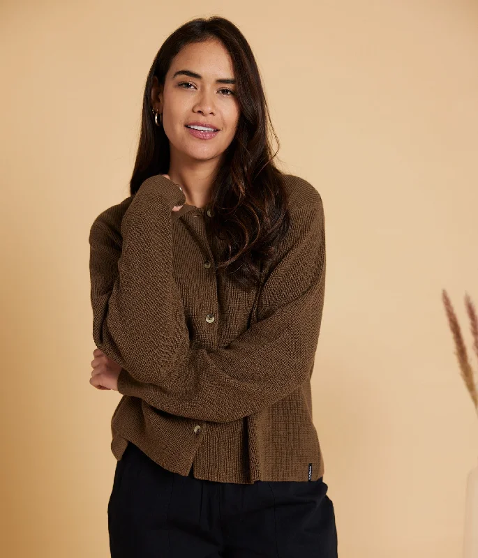 Farah Sweater Top - Teak Beaded Sweater Sequined Faux Fur