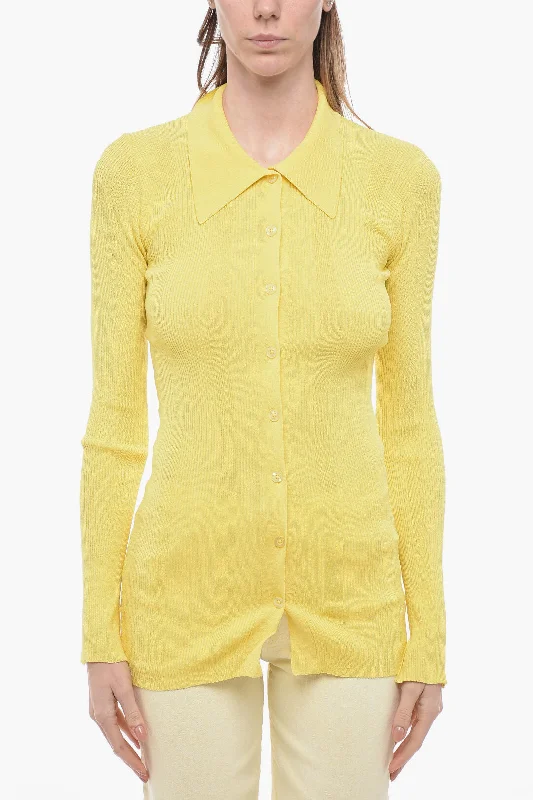 Remain Ribbed Sweater with Polo neck 42 Italian size Zippered Front Buttoned Front Snap Front