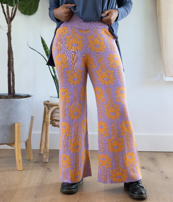 Bruno Sweater Pant - Lavendar Floral Herringbone Houndstooth Plaid