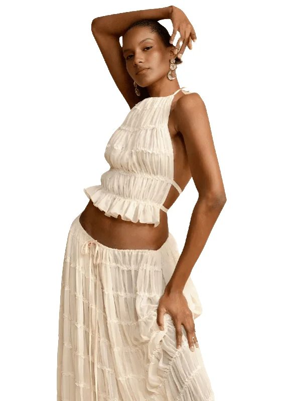 Long Skirt Set Women Backless - Backless Crop Top + Maxi Skirt 2-Piece Set Handmade Hand-knitted Hand-woven Long Skirt Set Women Backless - Backless Crop Top + Maxi Skirt 2-Piece Set Handmade Hand-knitted Hand-woven