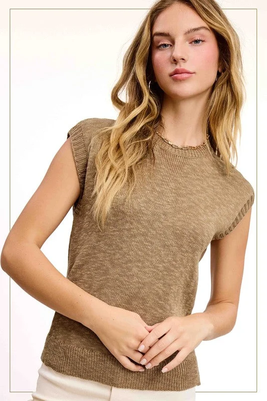 Treasured Times Peanut Sleeveless Ribbed Knit Sweater Top Plaid Sweater Polka Dot Checkered Treasured Times Peanut Sleeveless Ribbed Knit Sweater Top Plaid Sweater Polka Dot Checkered