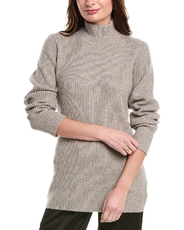 Michael Kors Collection Cashmere-Blend Mock Neck Tunic Sweater Cashmere Blend Cotton Blend Poly Blend