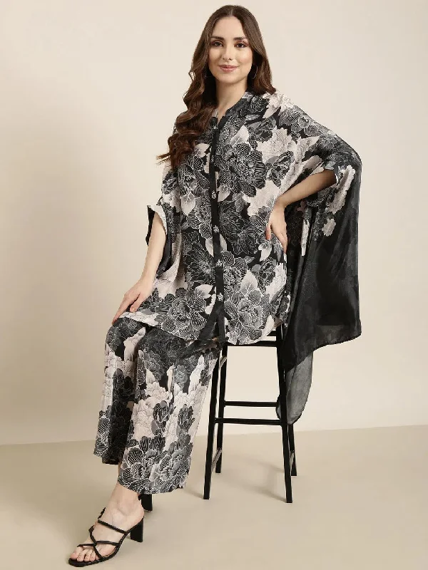 Women Charcoal Printed Top & Trousers Set-DW-5748-Charcoal Trousers High Rise Slim Fit Women Charcoal Printed Top & Trousers Set-DW-5748-Charcoal Trousers High Rise Slim Fit