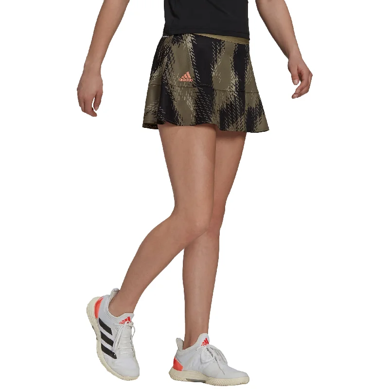 Adidas PrimeBlue Printed Match Orbit Green Womens Tennis Skirt zip skirt side