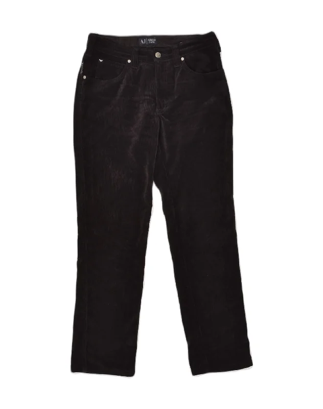 ARMANI Womens Slim Corduroy Trousers W28 L28  Black Cotton Trousers Denim Blue