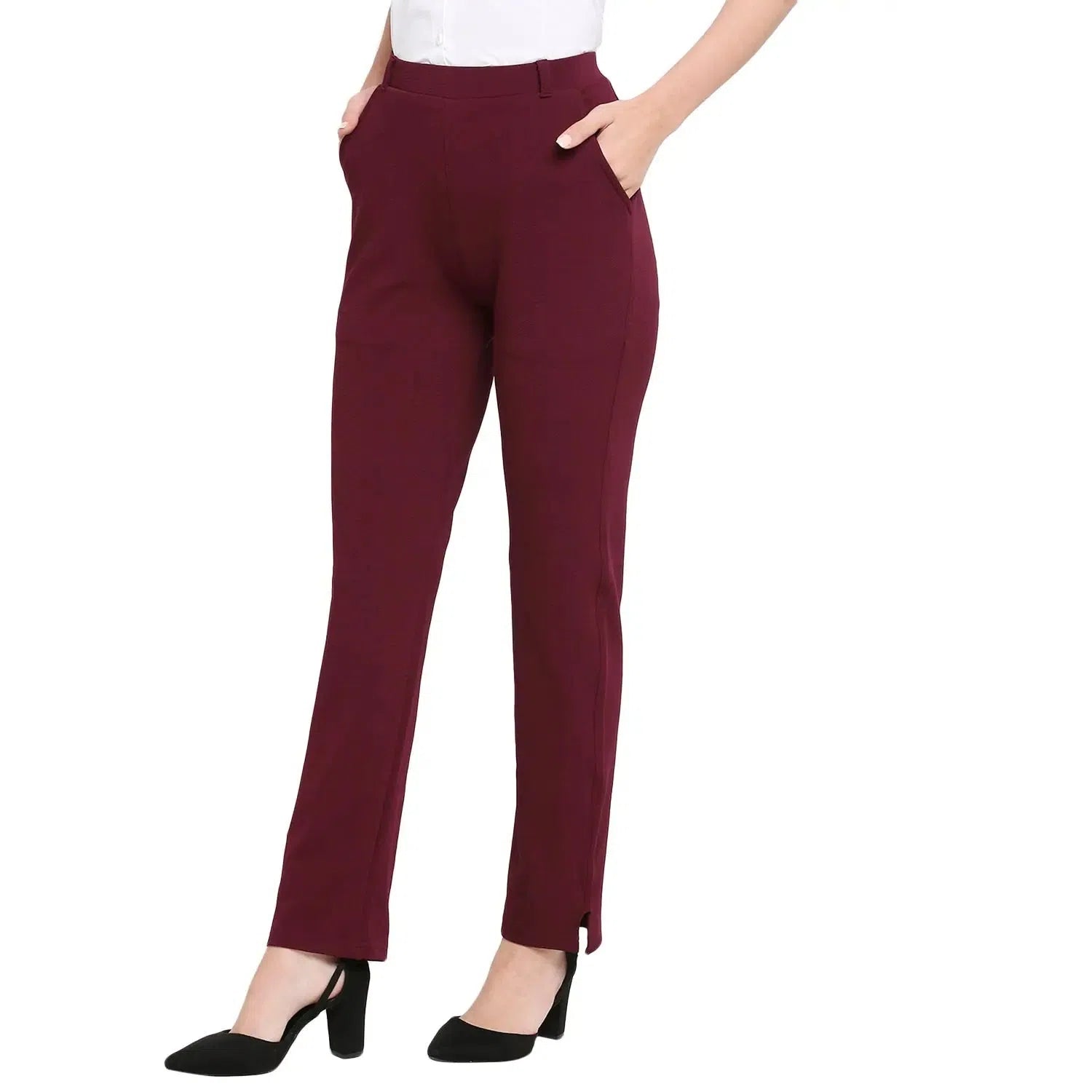 Smarty Pants Women's Cotton Lycra Straight Leg Wine Color Formal Trouser Trousers Custom Made Smarty Pants Women's Cotton Lycra Straight Leg Wine Color Formal Trouser Trousers Custom Made