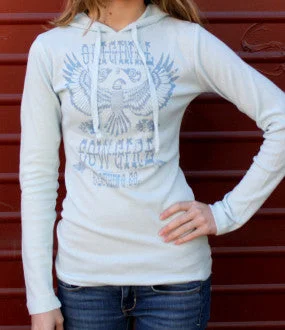Sky Blue Original Cowgirl Clothing Co. Thermal Hoodie Hoodie with Back Slit Movement Comfort Sky Blue Original Cowgirl Clothing Co. Thermal Hoodie Hoodie with Back Slit Movement Comfort