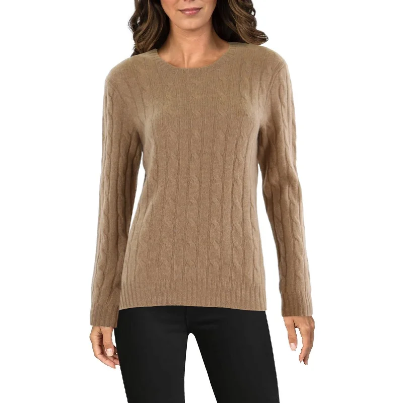 Womens Cashmere Cable Knit Crewneck Sweater Satin Fabric Silk Fabric Chiffon Fabric