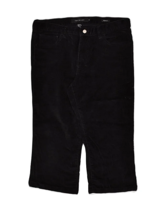 CALVIN KLEIN Womens Velvet Capri Trousers US 12 Large W34 L19 Black Trousers Pleated Formal CALVIN KLEIN Womens Velvet Capri Trousers US 12 Large W34 L19 Black Trousers Pleated Formal