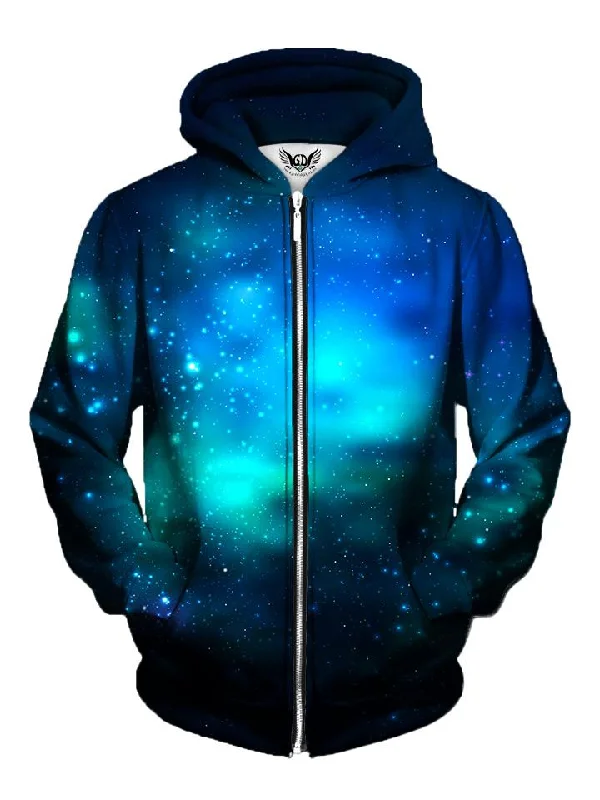 Deep Blue Galaxy Zip-Up Hoodie Hoodie with Set-In Sleeves Structured Classic