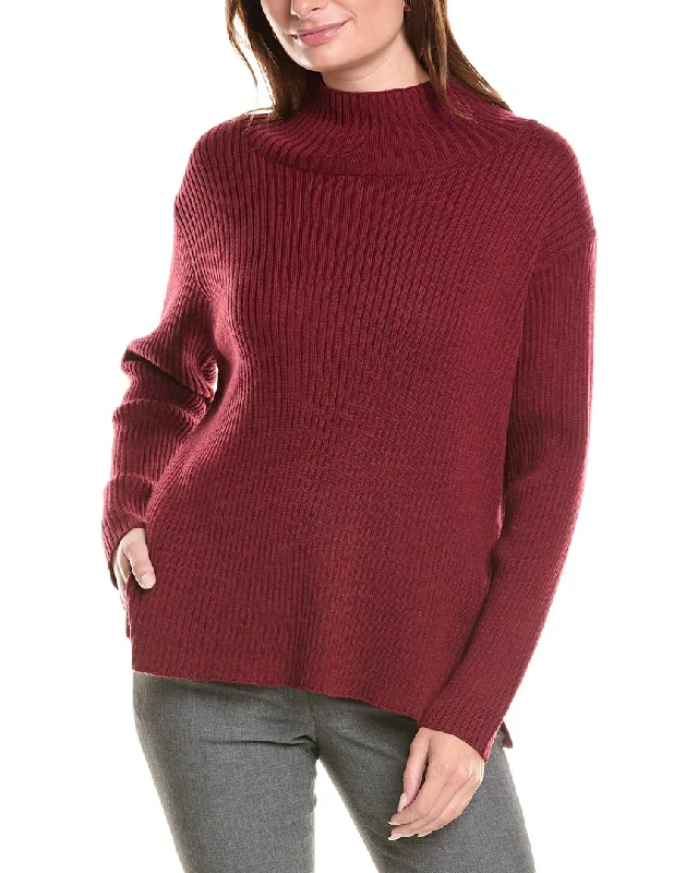 Eileen Fisher Turtleneck Wool Sweater Solid Print Embellished