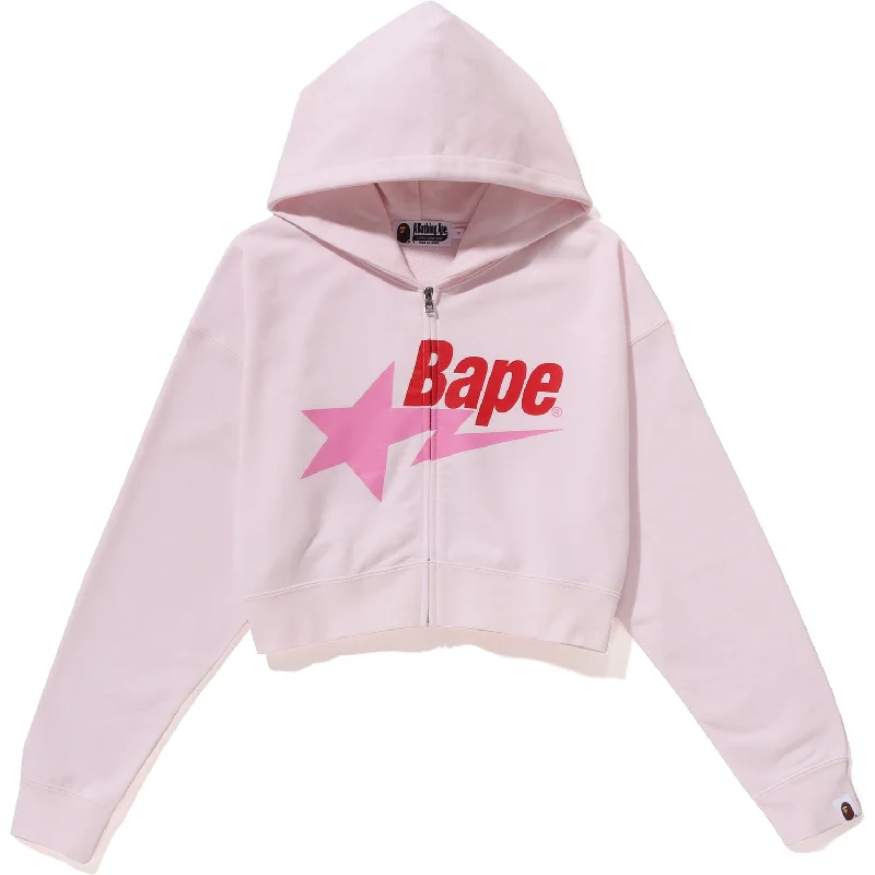 BAPE STA CROPPED ZIP HOODIE LADIES Zip Hoodie Drawstring Kangaroo Pocket