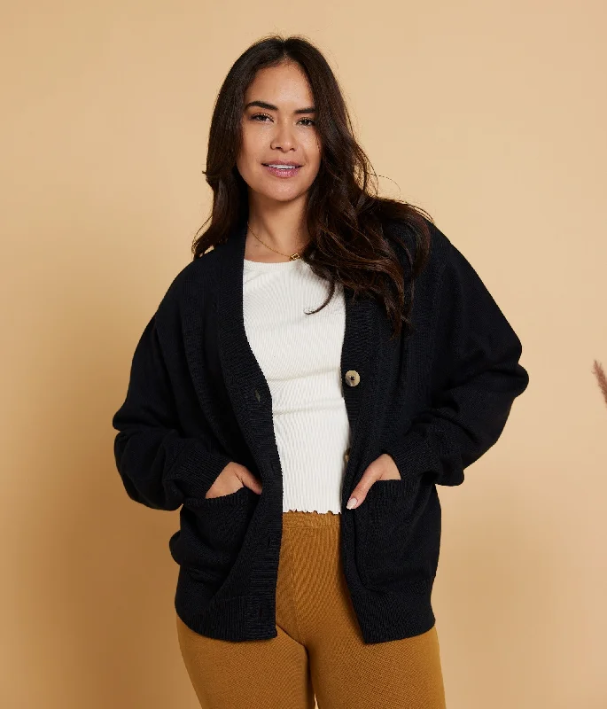 Mars Sweater - Black Welt Pockets Slit Pockets Flap Pockets
