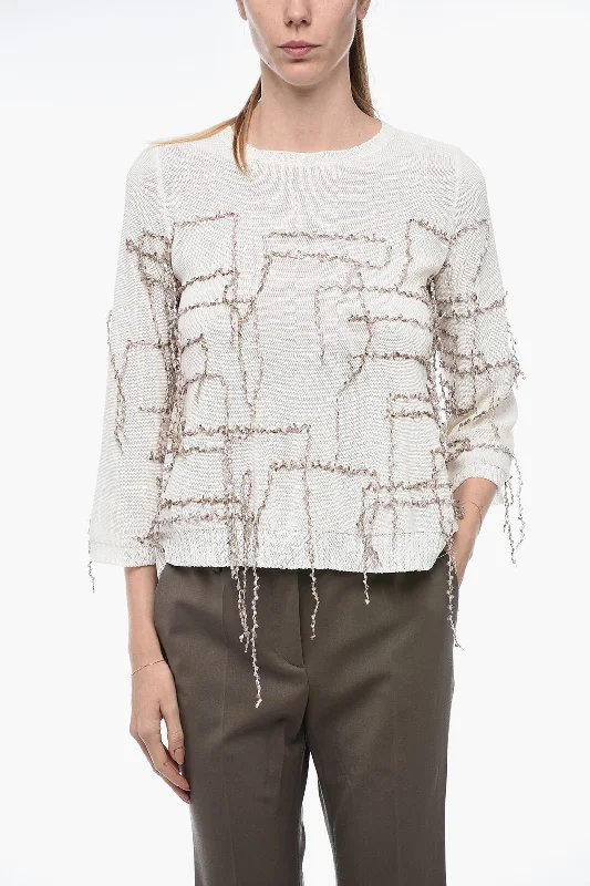 ArchivioB Flared Sweater with Fringe Application M Standard size Elegant Classic Vintage