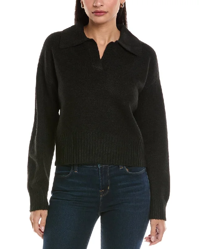 Anna Kay Mandarine Cashmere-Blend Polo Sweater Cable Knit Ribbed Knit Lace Knit