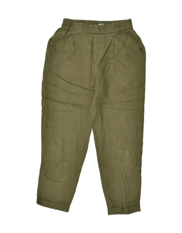 BENETTON Womens Tapered Chino Trousers W26 L25  Khaki Trousers Sale Discount