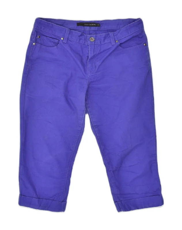 CALVIN KLEIN Womens Slim Capri Trousers US 12 Large W31 L19 Purple Cotton Trousers Running Lightweight CALVIN KLEIN Womens Slim Capri Trousers US 12 Large W31 L19 Purple Cotton Trousers Running Lightweight