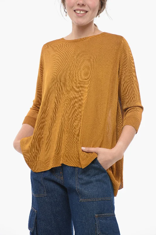 ArchivioB Solid Color Crew-neck Sweater with Side Slits L Standard size Modern Contemporary Chic