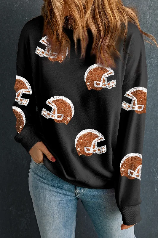 Hazel Blues® | Sequin Round Neck Long Sleeve Sweatshirt Hoodie with V-Neck Classic Versatile Hazel Blues® | Sequin Round Neck Long Sleeve Sweatshirt Hoodie with V-Neck Classic Versatile