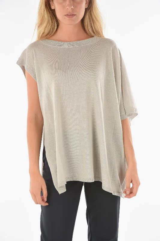 Ixos Asymmetical CURLIN Short-sleeve Sweater L Standard size Plaid Sweater Polka Dot Checkered Ixos Asymmetical CURLIN Short-sleeve Sweater L Standard size Plaid Sweater Polka Dot Checkered