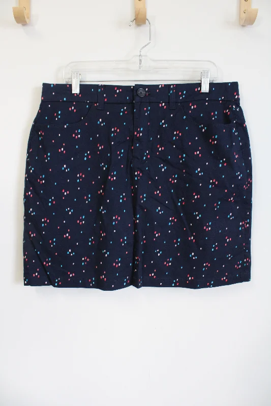 Croft & Barrow Navy Patterned Skirt | 14 ruffled skirt detail