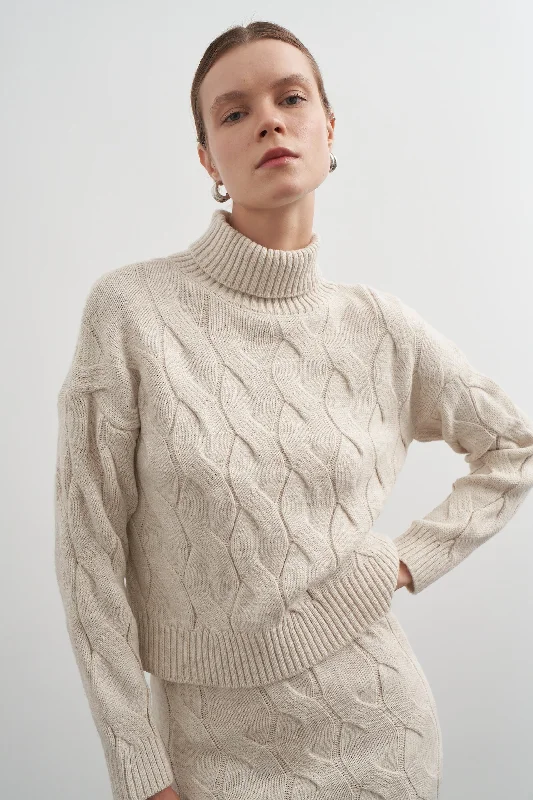 Twisted knitwear two pieces, sweater Midi skirt set Handmade Hand-knitted Hand-woven