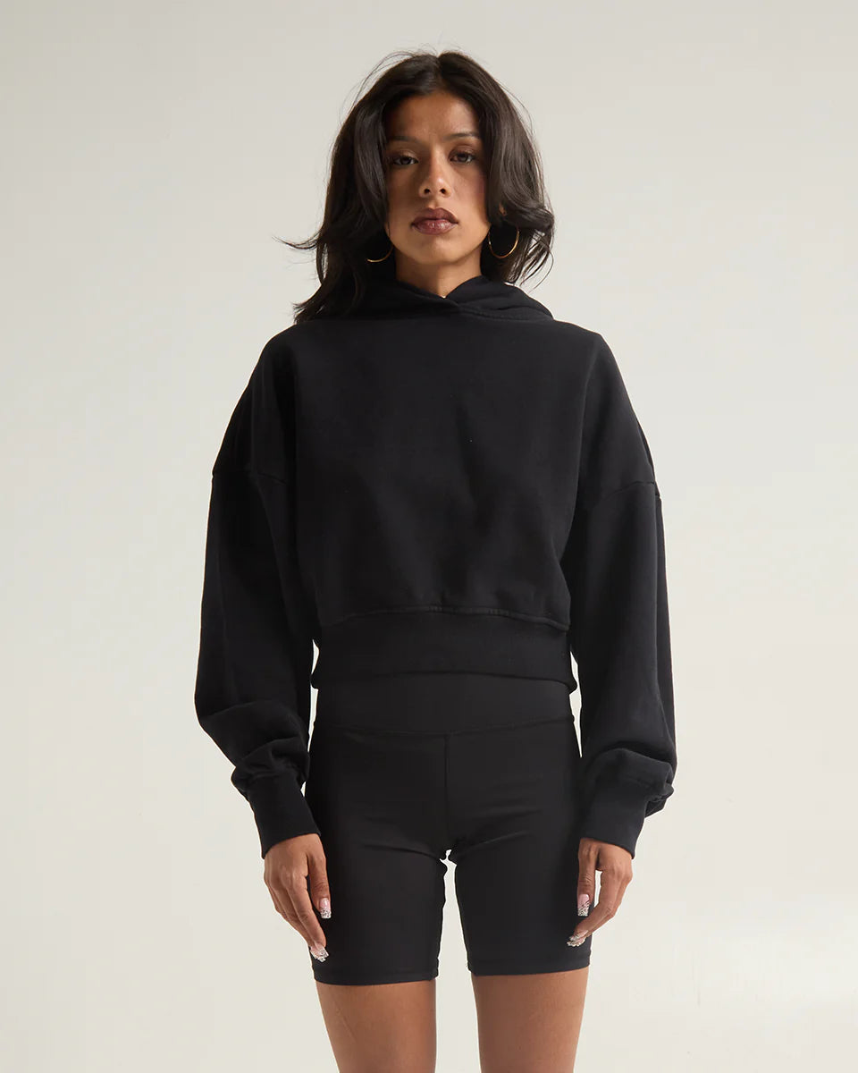 Women's Garment Dye Cropped Hoodie | ShakaWear Hoodie with Raw Hem Edgy Unfinished