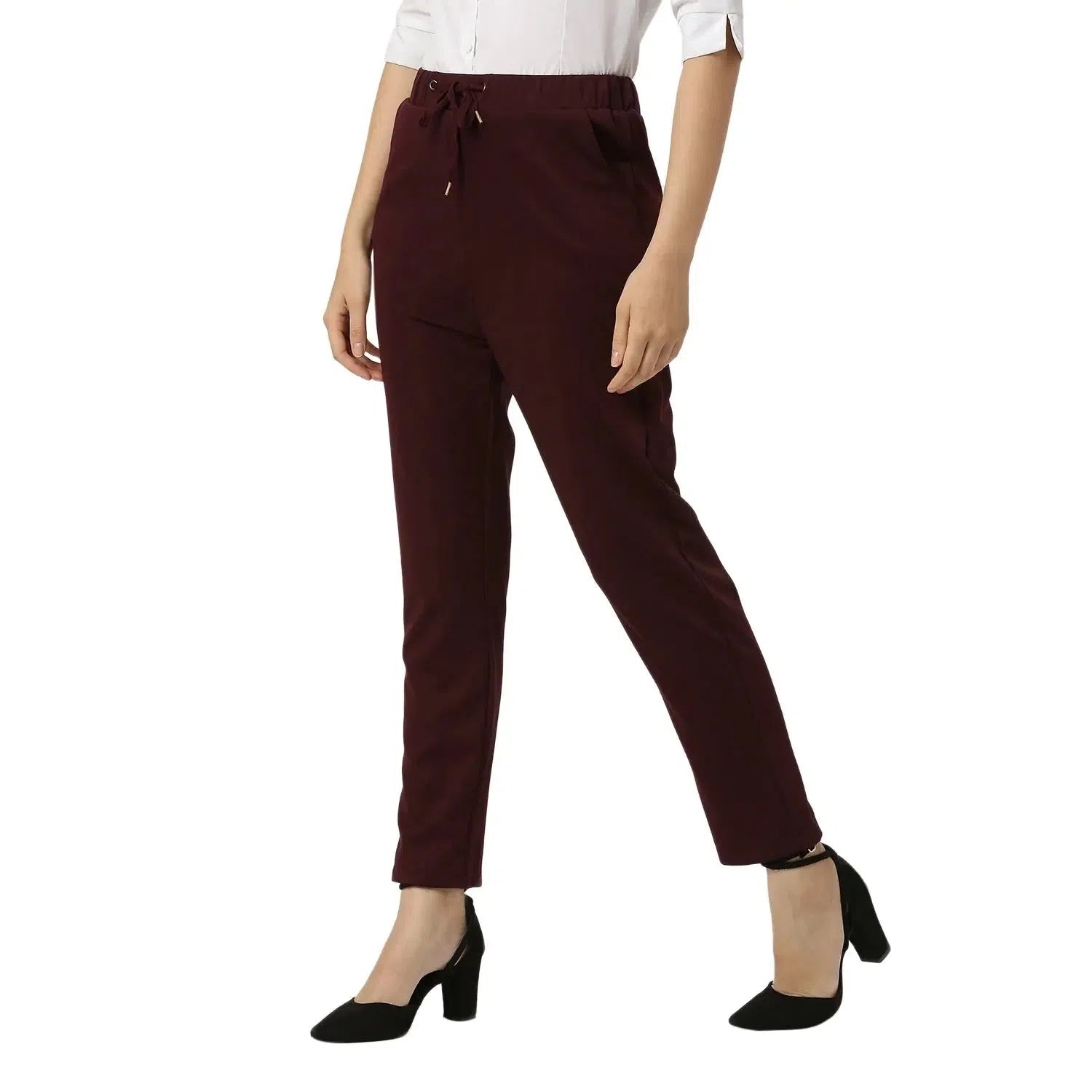 Smarty Pants Women's Cotton Lycra Ankle Length Wine Color Formal Trouser Trousers Formal Black Smarty Pants Women's Cotton Lycra Ankle Length Wine Color Formal Trouser Trousers Formal Black
