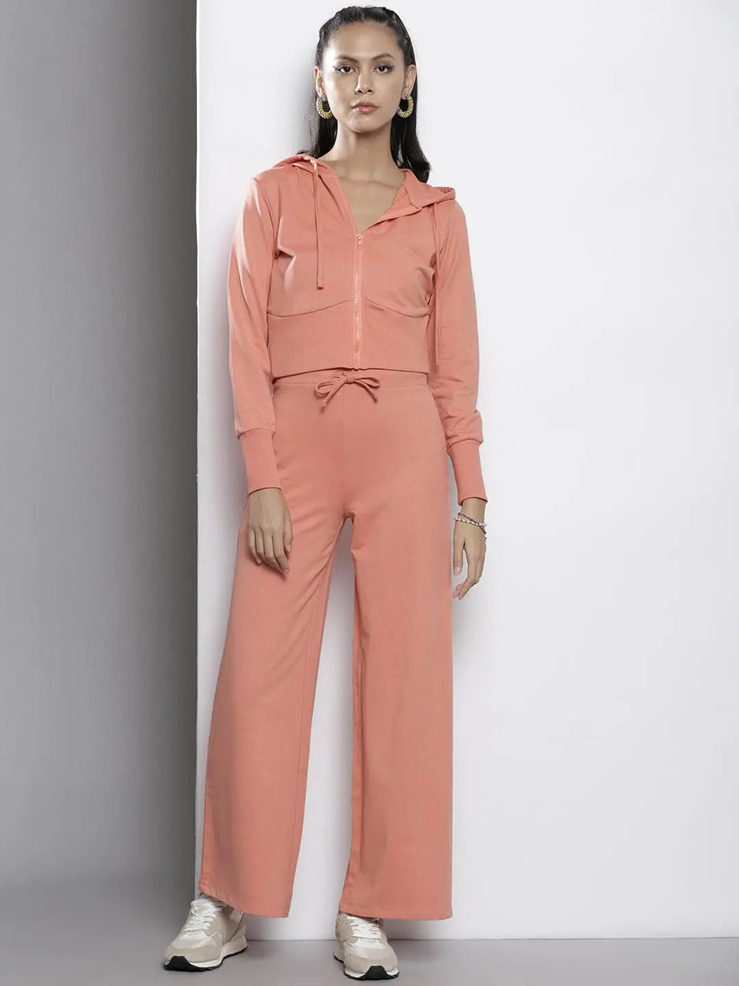 Women Peach Terry Hooded Jacket with Track Pants Wool Jacket Cashmere Jacket Tweed Jacket Women Peach Terry Hooded Jacket with Track Pants Wool Jacket Cashmere Jacket Tweed Jacket
