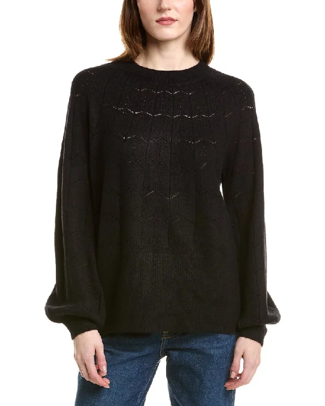 Love Token Pointelle Sweater Real Fur Shearling Chenille