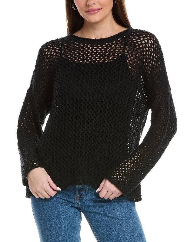 Eileen Fisher Open Knit Sweater Sequined Glittery Shiny