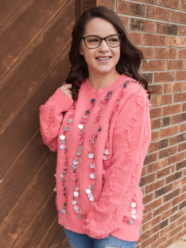 Better Than Ever Sequin Trim Sweater Sweater Knitwear Pullover