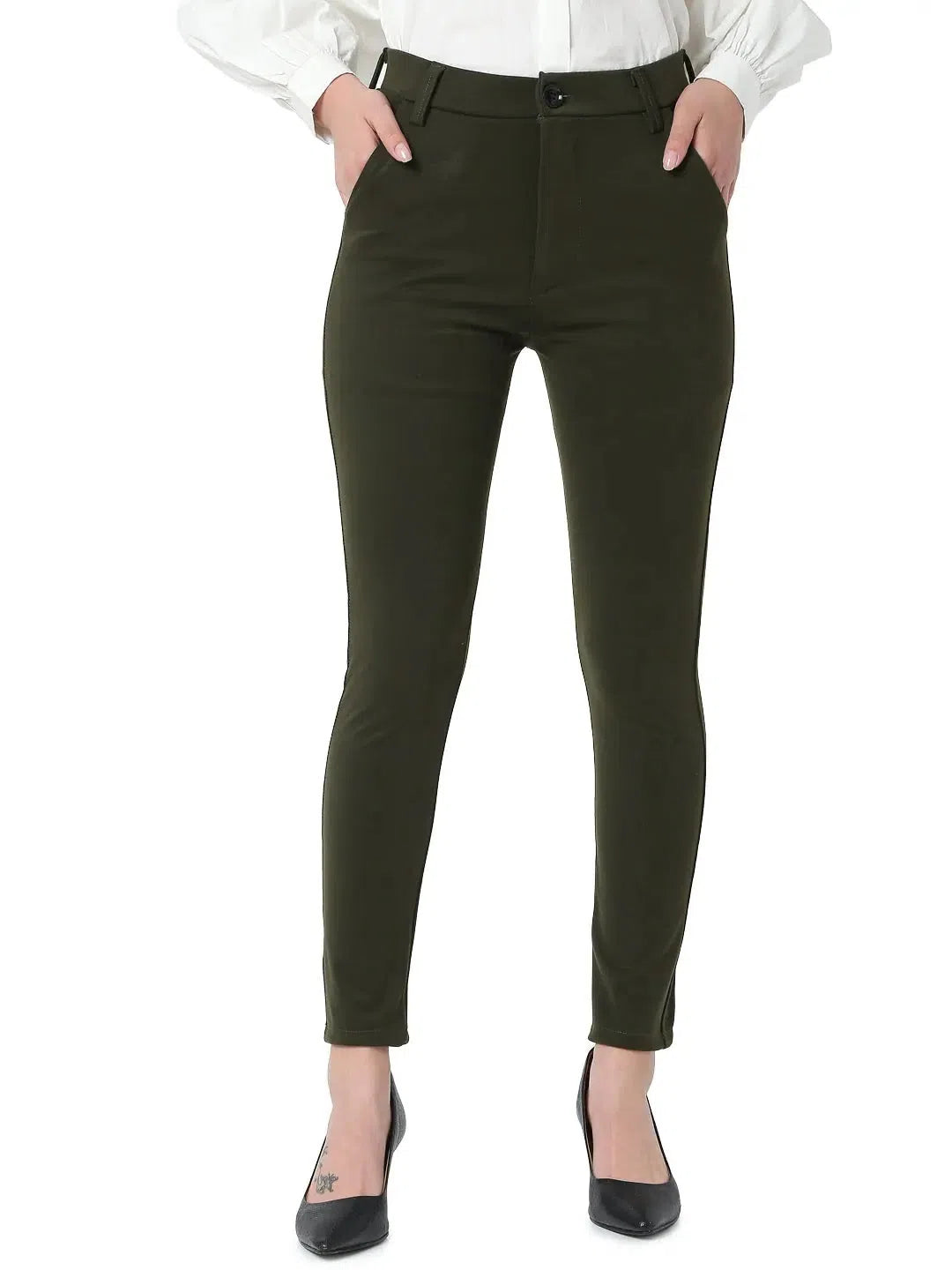 Smarty Pants Women's Cotton Lycra Ankle Length Olive Formal Trouser-SMPT-593D-S Trousers Top Rated Smarty Pants Women's Cotton Lycra Ankle Length Olive Formal Trouser-SMPT-593D-S Trousers Top Rated