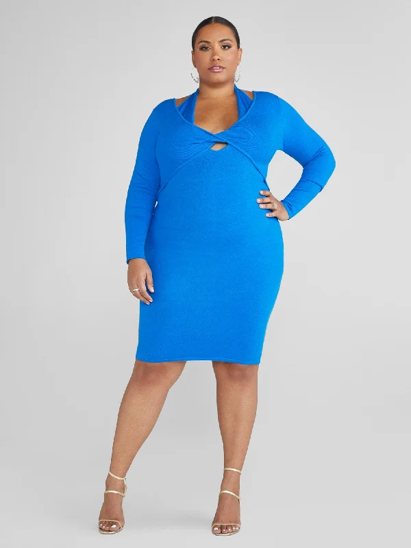 Fashion To Figure - Lani Cutout Bodycon Sweater Dress Velvet Chenille Corduroy