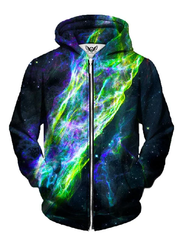 Electric Wave Milky Way Galaxy Zip-Up Hoodie Hoodie with Drawstring Waist Adjustable Fitted Electric Wave Milky Way Galaxy Zip-Up Hoodie Hoodie with Drawstring Waist Adjustable Fitted