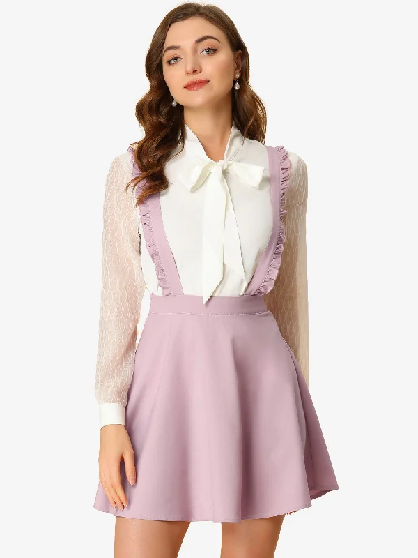 Adjustable Ruffle Strap Overall A-Line Mini Suspender Skirts corduroy skirt textured Adjustable Ruffle Strap Overall A-Line Mini Suspender Skirts corduroy skirt textured