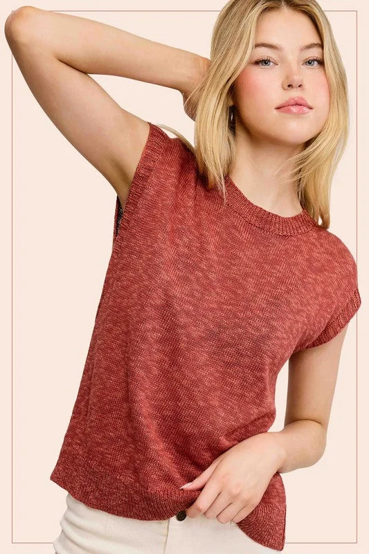 Treasured Times Baked Clay Sleeveless Ribbed Knit Sweater Top Beaded Sweater Sequined Faux Fur Treasured Times Baked Clay Sleeveless Ribbed Knit Sweater Top Beaded Sweater Sequined Faux Fur
