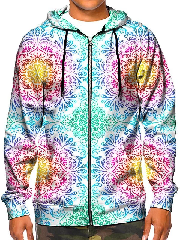 Dyed Doodles Zip-Up Hoodie Hoodie with Cuffed Sleeves Snug Secure