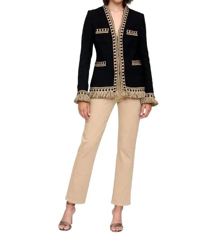 Piruleta Tweed Jacket In Black,khaki Ribbed Jacket Pleated Jacket Ruffled Jacket