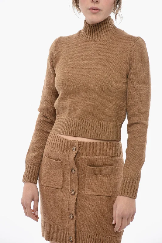 Burberry Turtleneck Cotton Blend Crop Sweater S Standard size Fitted Slim Tailored