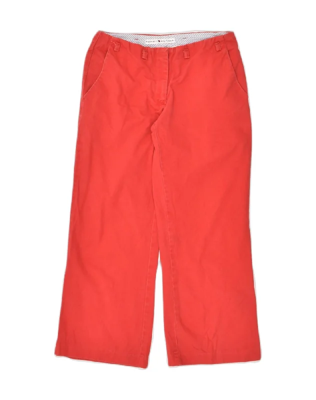 TOMMY HILFIGER Womens Straight Cropped Trousers US 0 XS W29 L24 Red Cotton Trousers Party Sparkling TOMMY HILFIGER Womens Straight Cropped Trousers US 0 XS W29 L24 Red Cotton Trousers Party Sparkling