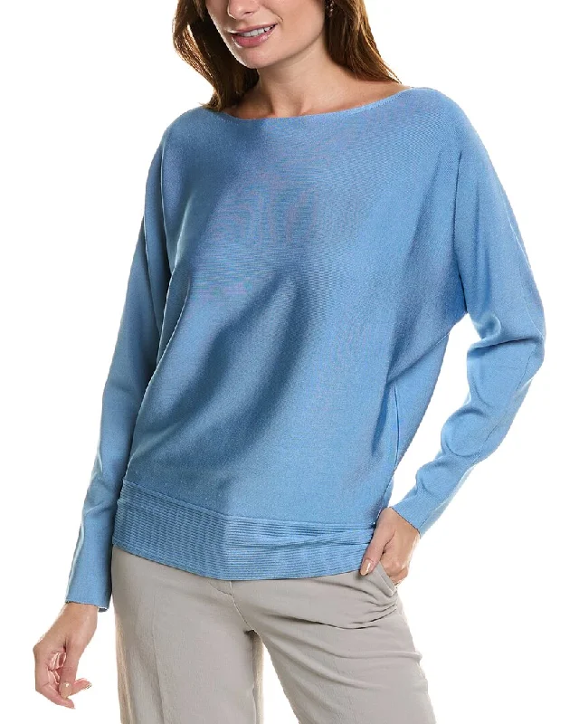 Lafayette 148 New York Bateau Neck Dolman Sweater Beaded Sweater Sequined Faux Fur