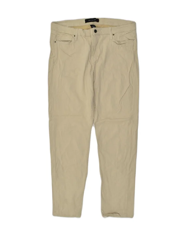 CALVIN KLEIN Womens Slim Casual Trousers US 16 2XL W38 L31 Beige Cotton Trousers Brand Named CALVIN KLEIN Womens Slim Casual Trousers US 16 2XL W38 L31 Beige Cotton Trousers Brand Named