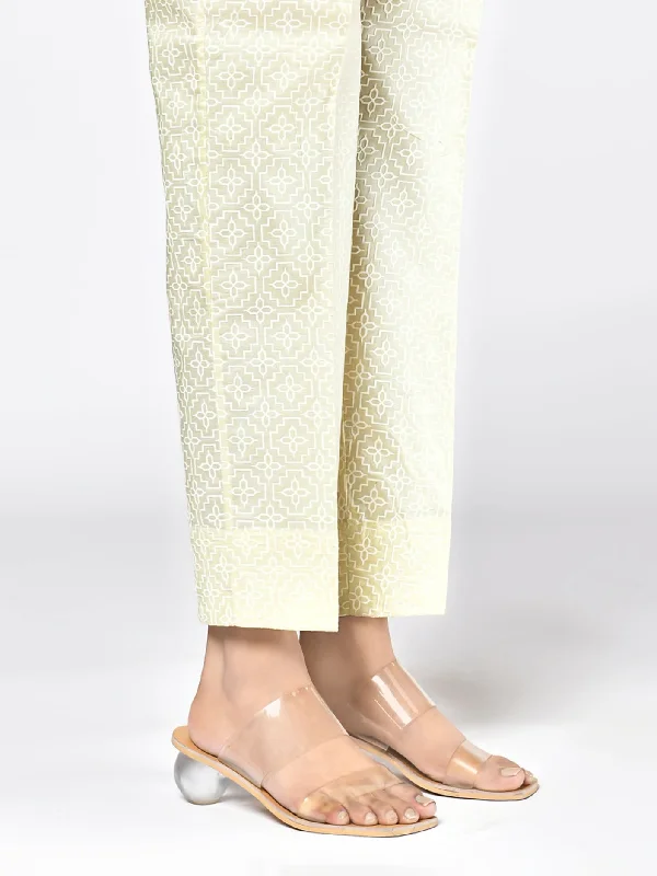 Embossed Cambric Trousers Trousers High Rise Slim Fit
