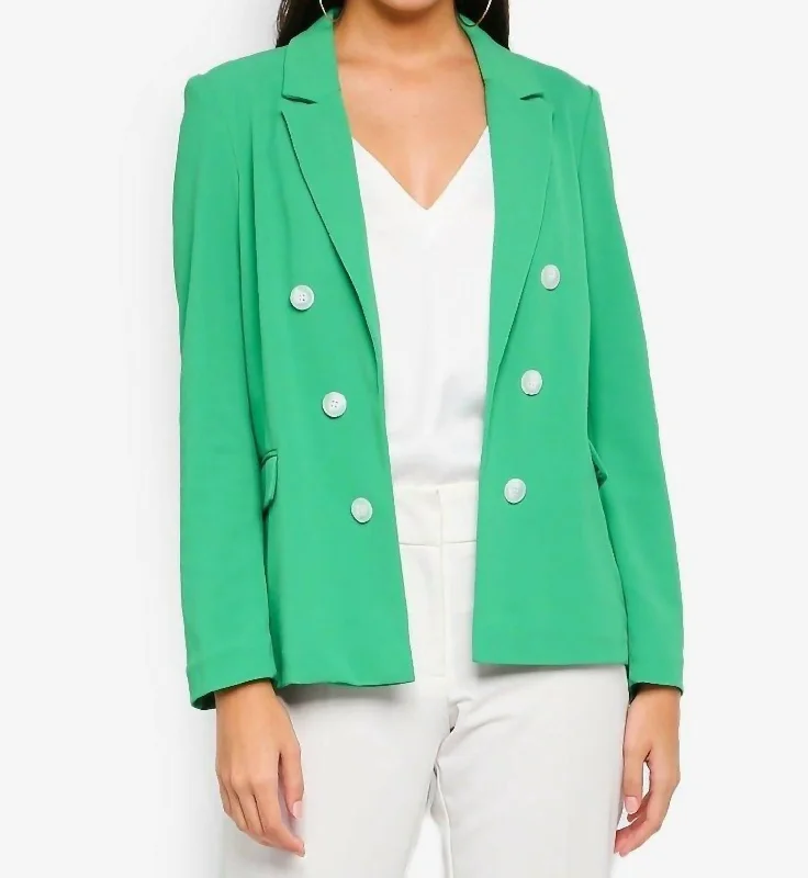 Bonded Double Breasted Open Front Jacket In Green Chenille Fabric Brocade Fabric Lace Fabric Bonded Double Breasted Open Front Jacket In Green Chenille Fabric Brocade Fabric Lace Fabric