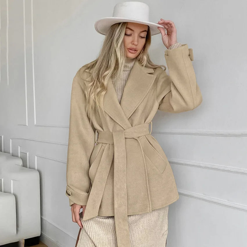 Advbridge Retro Khaki Wool Suit Collar Windbreaker Jacket for women Autumn and Winter New Casual Loose Commuting Women's Coats Appliqued Jacket Beaded Jacket Sequined Jacket Advbridge Retro Khaki Wool Suit Collar Windbreaker Jacket for women Autumn and Winter New Casual Loose Commuting Women's Coats Appliqued Jacket Beaded Jacket Sequined Jacket