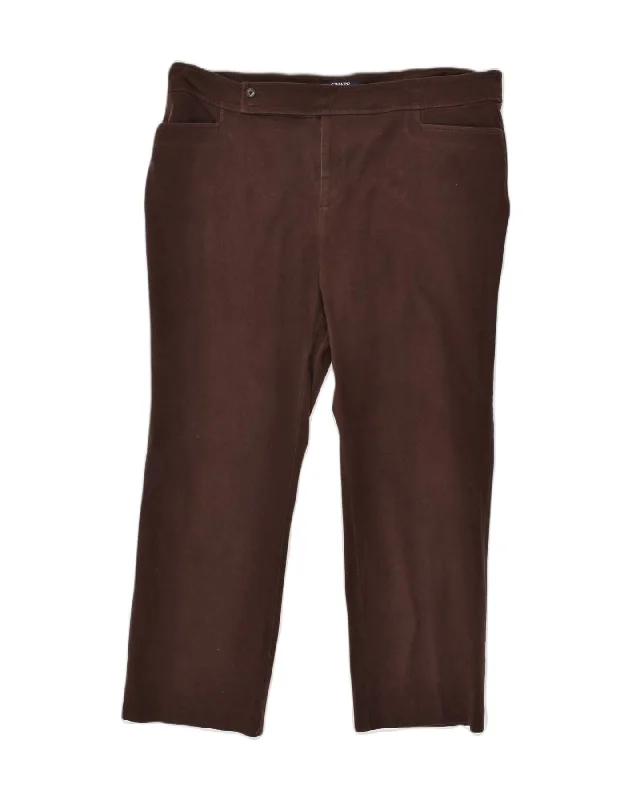 CHAPS Womens Slim Casual Trousers US 20 3XL W42 L30 Brown Cotton Trousers Business Professional CHAPS Womens Slim Casual Trousers US 20 3XL W42 L30 Brown Cotton Trousers Business Professional